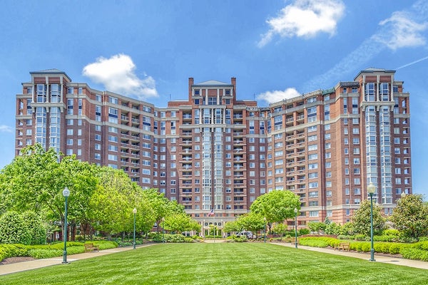 Exterior of large condominium complex located in the city of Rockville