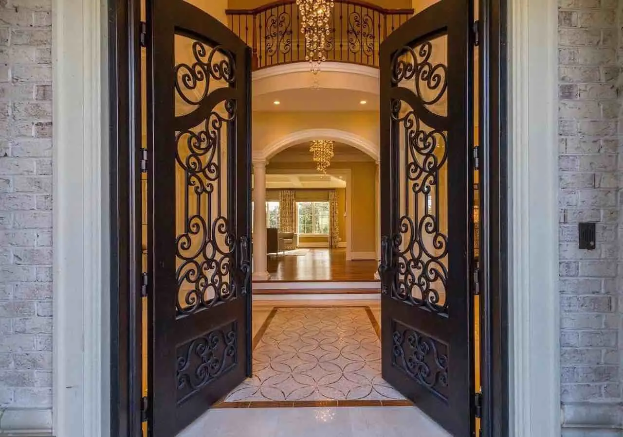 Doors opening to entrance of luxury home typical of Virginia, Maryland, and Washington, DC