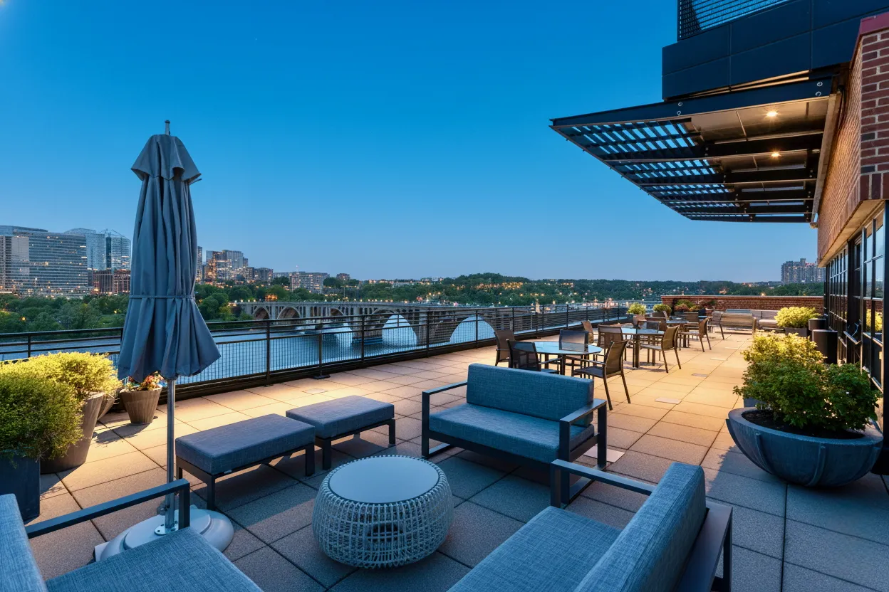 View of the Potomac River from the Penthouse level in Washington, DC
